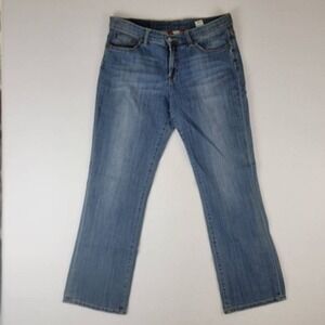 Levis Womens Straight Leg Jeans Blue Stretch Pockets Medium Wash Denim 32